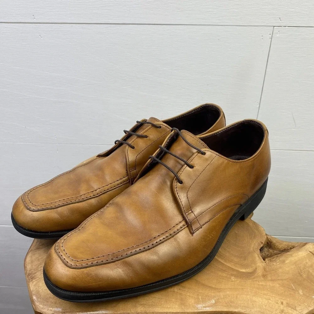 Allen Edmond Santa Monica Shoes 8.5D Brown Leather Derby Bluchers Bicycle Toe